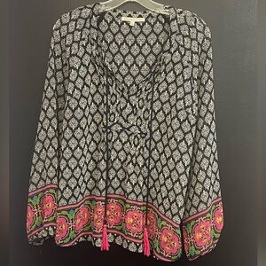 daniel rainn Black Tunic with Pink Border and Tassels